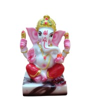 Hi Tech Sales Handcrafted Siddhi Ganesh Idol for Home Decor, Gifting Diwali, Birthday, Festivals (5 x 3 Inches) (Red)