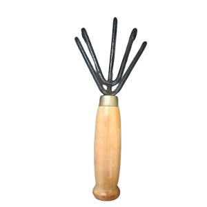 Garden Hand Cultivator Tool with Wooden Handle – 5 Prong Manual Rake for Wooden Handle Manual Tool for Weeding, Aerating & Soil Cultivation Farming.