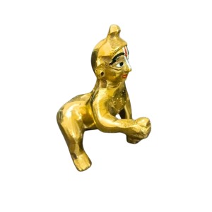 Brass Laddu Gopal Idol Crawling Baby Krishna Murti | Bal Gopal Statue for Home Temple, Puja & Decor Pooja Mandir