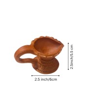Handcrafted Terracotta Diya Lamp with Decorative Leaf Design – Traditional Indian Oil Lamp for Diwali, Puja, and Home Décor