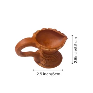 Handcrafted Terracotta Diya Lamp with Decorative Leaf Design – Traditional Indian Oil Lamp for Diwali, Puja, and Home Décor