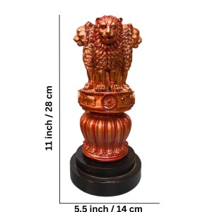 Handcrafted Lion Capital National Emblem Statue Showpiece – Ashoka Pillar Design Resin Stambh Idol for Home Decor, Office Desk, Tabletop & Gifting