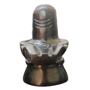 HiTechMart Black Marble Shivling Idol, 3 Inch Lord Shiva Shivalingam Murti for Home Puja and Shivratri, Medium Size, 230g Black Stone Shivling for Worship and Decor