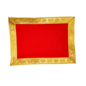 Velvet Pooja Cloth | Bhakti Lehar, Plain Altar Cloth for God Idols, Home Mandir, Temple and Pooja Ghar (8X6)