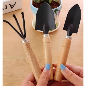 Premium 3 Pcs Gardening Tool Set, Hand Tool Kit for Home Gardening, Small Sized Hand Cultivator, Small Trowel & Garden Fork, Perfectly Sized for for Home & Outdoor Gardening, Flower Pot and Lawn