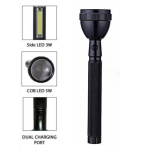 Portable and Lightweight Rechargeable 100w Laser LED Power Torch Light 27cm Platinum 25W COB, 2X 3.7V 1200mAh Li-ion Batteries, 5V Adaptor, Durable and Bright, Ideal for Indoor and Outdoor Use