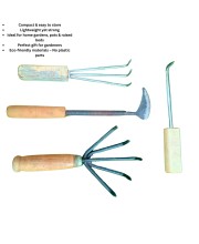 HI TECH Sales Garden Hand Tools Set – 4-Piece Gardening Kit with Wooden Handles – Weeder, Cultivator, Fork & Hook – Ideal for Weeding, Digging, Loosening Soil & Planting