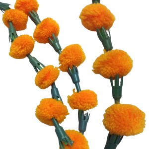 Hitech Sales 10 Woolen Artificial Long Marigold Fluffy Flower Garland Strings for Home Decoration, Pooja Mandir Decor Genda Phool for Wedding and Festivals, Diwali (40 inch) (Orange)