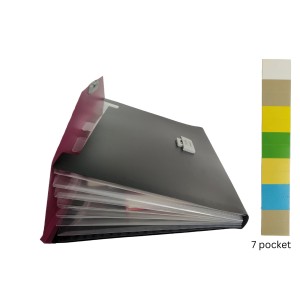 Hitech Sales Expanding File Folder A4 Size 7 Pocket with Buckle closuree Aesthetic Maroon & Black xpanding Document Organizer for documents Buckle Storage Multi-Pocket (Aesthetic Maroon & Black)