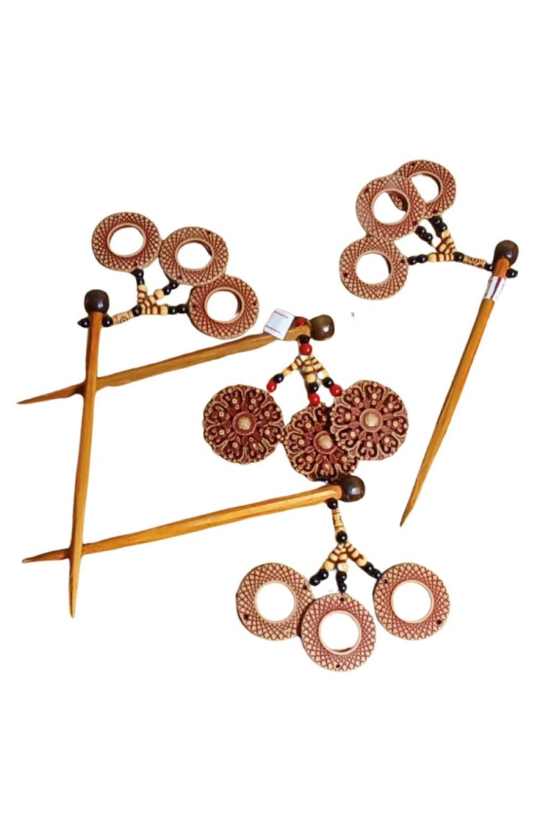 WOODEN Hair Bun Stick – Classic Handmade Wooden Hair Stick for Women & Girls – Natural Wood Hair Pin for Buns, Updos & Hair Styling, Khopar kanta