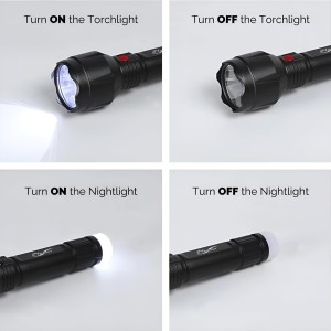 HiTechMart 24 Energy Rechargeable Led Torch with Dual Mode Night Lamp/Torch 8 hrs Flood Lamp Emergency Light (Black)