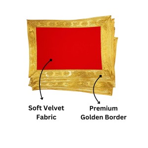 Velvet Pooja Cloth | Bhakti Lehar, Plain Altar Cloth for God Idols, Home Mandir, Temple and Pooja Ghar (8X6)