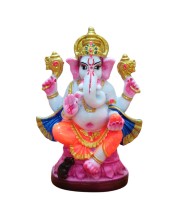 Hi Tech Sales Handcrafted Siddhi Ganesh Idol for Home Decor, Gifting Diwali, Birthday, Festivals (6 x 3 Inches) (Orange)