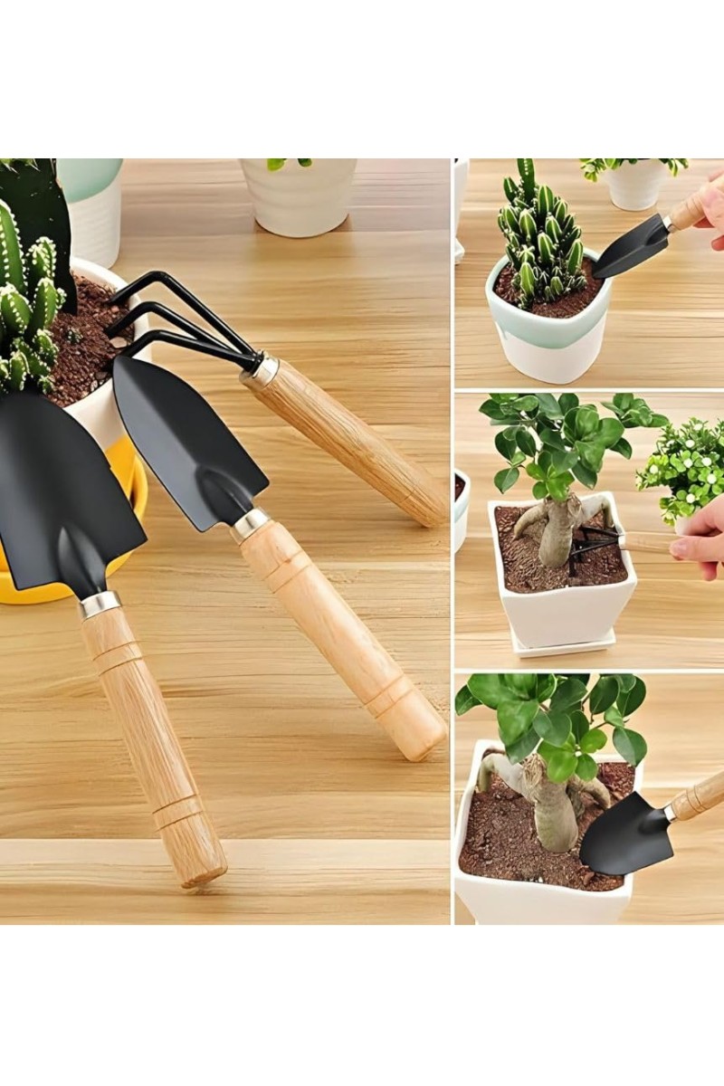 Premium 3 Pcs Gardening Tool Set, Hand Tool Kit for Home Gardening, Small Sized Hand Cultivator, Small Trowel & Garden Fork, Perfectly Sized for for Home & Outdoor Gardening, Flower Pot and Lawn
