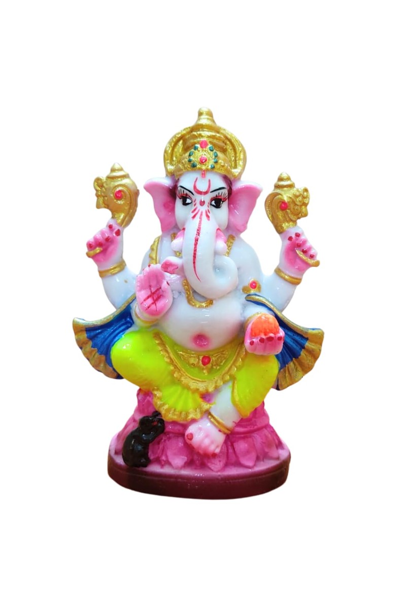 Hi Tech Sales Handcrafted Siddhi Ganesh Idol for Home Decor, Gifting Diwali, Birthday, Festivals (6 x 3 Inches) (Multicolor)
