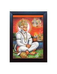 Hitech Hanuman Ji Laminated Photo Frame for for Wall, Temple, Mandir, Gym, and Outdoor Spaces, for Home Decor, Gifts (PVC Frame and Front face - Glass, 8 x 6 inch)