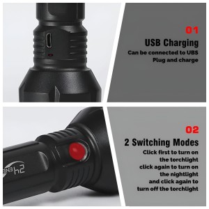 HiTechMart 24 Energy Rechargeable Led Torch with Dual Mode Night Lamp/Torch 8 hrs Flood Lamp Emergency Light (Black)
