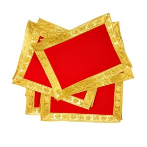 Velvet Pooja Cloth | Bhakti Lehar, Plain Altar Cloth for God Idols, Home Mandir, Temple and Pooja Ghar (8X6)