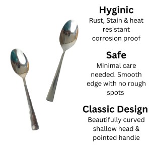 Hitech Sales Stainless Steel Set of 6,18 cm Long,Spoons for Home & Kitchen,Dinning Tableware Gift for House Warming,6 Pieces Spoons Silver Imperial Design