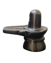 HiTechMart Black Marble Shivling Idol, 3 Inch Lord Shiva Shivalingam Murti for Home Puja and Shivratri, Medium Size, 230g Black Stone Shivling for Worship and Decor