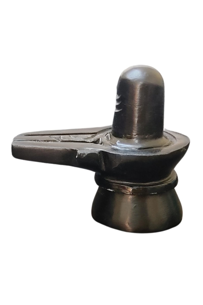 HiTechMart Black Marble Shivling Idol, 3 Inch Lord Shiva Shivalingam Murti for Home Puja and Shivratri, Medium Size, 230g Black Stone Shivling for Worship and Decor