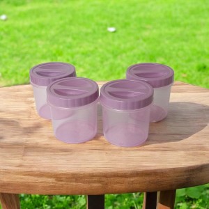 Airtight Plastic Container with Lid 250 ml (Set of 4) Plain | Multipurpose Storage & Grocery Containers. (Pink)