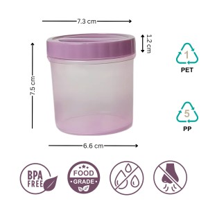 Airtight Plastic Container with Lid 250 ml (Set of 4) Plain | Multipurpose Storage & Grocery Containers. (Pink)