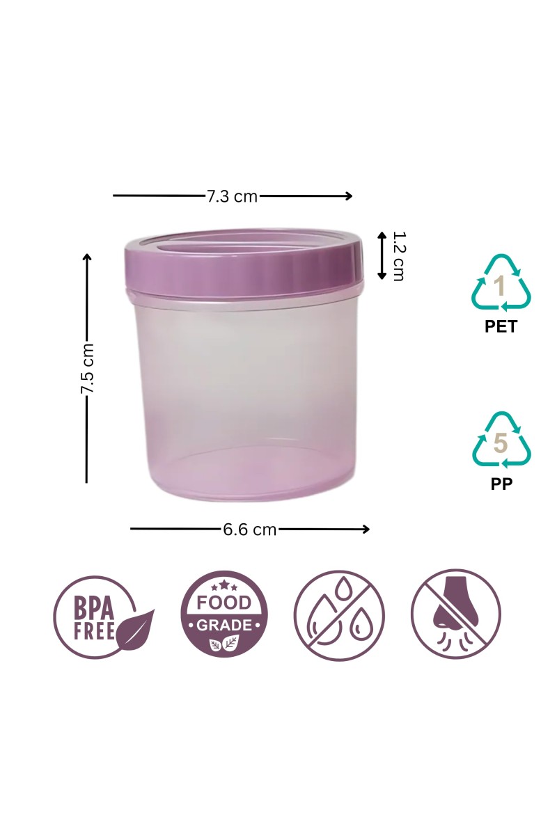 Airtight Plastic Container with Lid 250 ml (Set of 4) Plain | Multipurpose Storage & Grocery Containers. (Pink)
