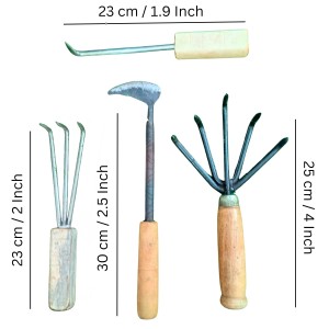 HI TECH Sales Garden Hand Tools Set – 4-Piece Gardening Kit with Wooden Handles – Weeder, Cultivator, Fork & Hook – Ideal for Weeding, Digging, Loosening Soil & Planting