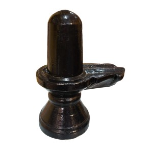 Black Shivling Showpiece for Puja | Lord Shiva Lingam Idol with Base | Religious Decorative Statue for Home Temple, Office & Spiritual Décor | Resin Shivling Murti (Black Finish)
