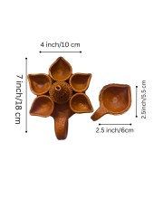 Handcrafted Pancha Pradeep with Diya Combo – Traditional Indian Terracotta 5-Headed Oil Lamp for Diwali, Pooja, and Home Decoration.