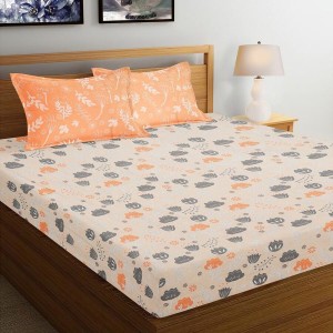 Hitech Sales Orange Cotton Double Bedsheet | Soft, Durable & Fade-Resistant | Ideal for Double Bed | Easy Care & Washable