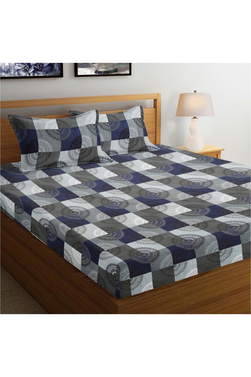 Hitech Sales Blue Microfiber Double Bedsheet | Soft, Durable & Fade-Resistant | Ideal for Double Bed | Easy Care & Washable