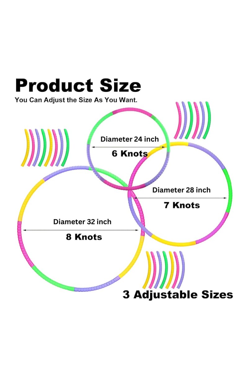 Hitech Sales Hula Hoop Ring for Fitness. Gymnastic & Other Weight Loss Exercises, Detachable & Easy to Assemble, Weight - 200 GMS, Multicolor