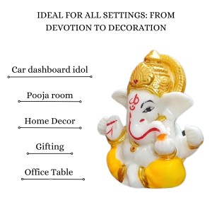 HiTechMart Lord Ganesha Mini Idol for Home, Office, Cardashboard – Divine Hindu God Ganpati Murti for Puja, Decor & Gifting – Vastu & Spiritual Blessings