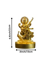 Antique Gold Metal Statue Maa Saraswati Showpiece for Home & Office | Hindu Goddess Decorative Murti for Puja & Mandir Office Table Showpiece.