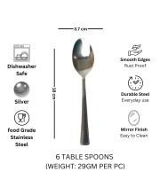 Hitech Sales Stainless Steel Set of 6,18 cm Long,Spoons for Home & Kitchen,Dinning Tableware Gift for House Warming,6 Pieces Spoons Silver Imperial Design