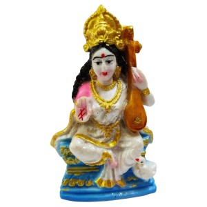 Hi Tech Sales Goddess Maa Saraswati Idol, Saraswati Vidya-Devi Murti/Statue/Figurine/Showpiece for Religious Pooja Gift Item, Temple/Pooja, Decoration, Home, Study Room(4inch)