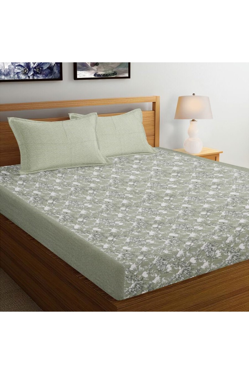 Hitech Sales Green Polycotton Double Bedsheet | Soft, Durable & Fade-Resistant | Ideal for Double Bed | Easy Care & Washable