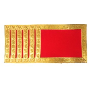 Velvet Pooja Aasan Cloth with Golden Border | Plain Chowki Mat for Puja Table, Home Mandir & Temple | Pack of 6 (6 x 8)