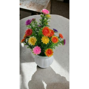 Hitech Artificial Flower Pot Multi Colour Tableware Home Decor Living Room Shop Office Bed Room Washroom & Gift Artificial Plant with Pot Pack of 1