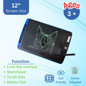 Hitech Sales 12 Inch LCD Writing Tablet Colorful Magic Slate with Stylus Pen Eco-Friendly Digital Drawing and Writing Pad for Kids, Ideal for Drawing, Playing, and Noting