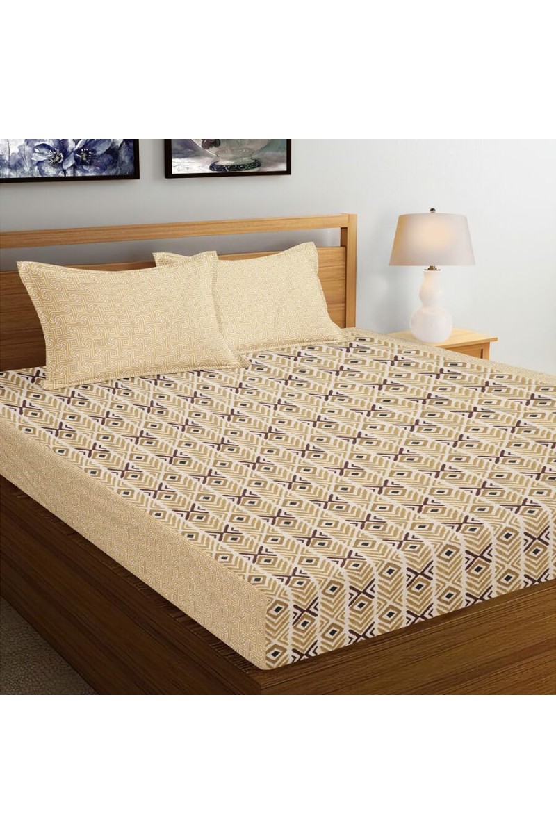 Hitech Sales Brown Polycotton Double Bedsheet | Soft, Durable & Fade-Resistant | Ideal for Double Bed | Easy Care & Washable