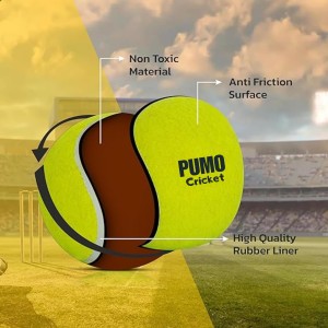 Hitech Sales - Pumo Cricket Tennis Ball | Lightweight Yellow Tennis Ball for Cricket Practice & Play | Durable and High Bounce Ball for Indoor & Outdoor Use (Medium, 2, Count)