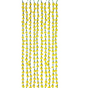 Hitech Sales 10 Woolen Artificial Long Marigold Fluffy Flower Garland Strings for Home Decoration, Pooja Mandir Decor Genda Phool for Wedding and Festivals, Diwali (40 inch) (Yellow)