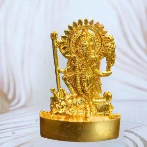 Antique Gold Metal Statue Maa Kaali Idol Showpiece for Home & Office | Hindu Goddess Decorative Murti for Puja & Mandir Office Table Showpiece (6.5cm)