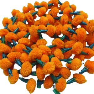 Hitech Sales 10 Woolen Artificial Long Marigold Fluffy Flower Garland Strings for Home Decoration, Pooja Mandir Decor Genda Phool for Wedding and Festivals, Diwali (40 inch) (Orange)