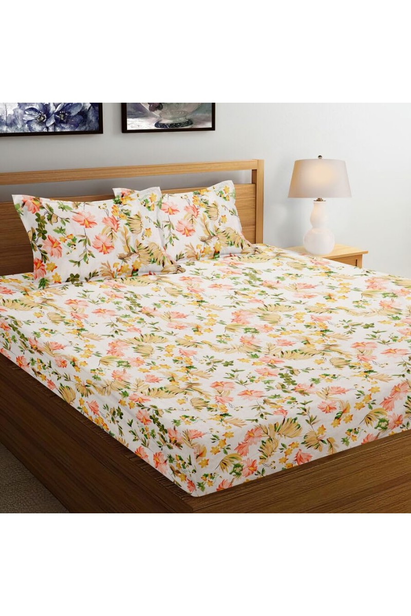 Hitech Sales Blue Printed Double Bedsheet | Soft, Durable & Fade-Resistant | Ideal for Double Bed | Easy Care & Washable