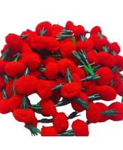 Hitech Sales 10 Woolen Artificial Long Marigold Fluffy Flower Garland Strings for Home Decoration, Pooja Mandir Decor Genda Phool for Wedding and Festivals, Diwali (40 inch) (Red)