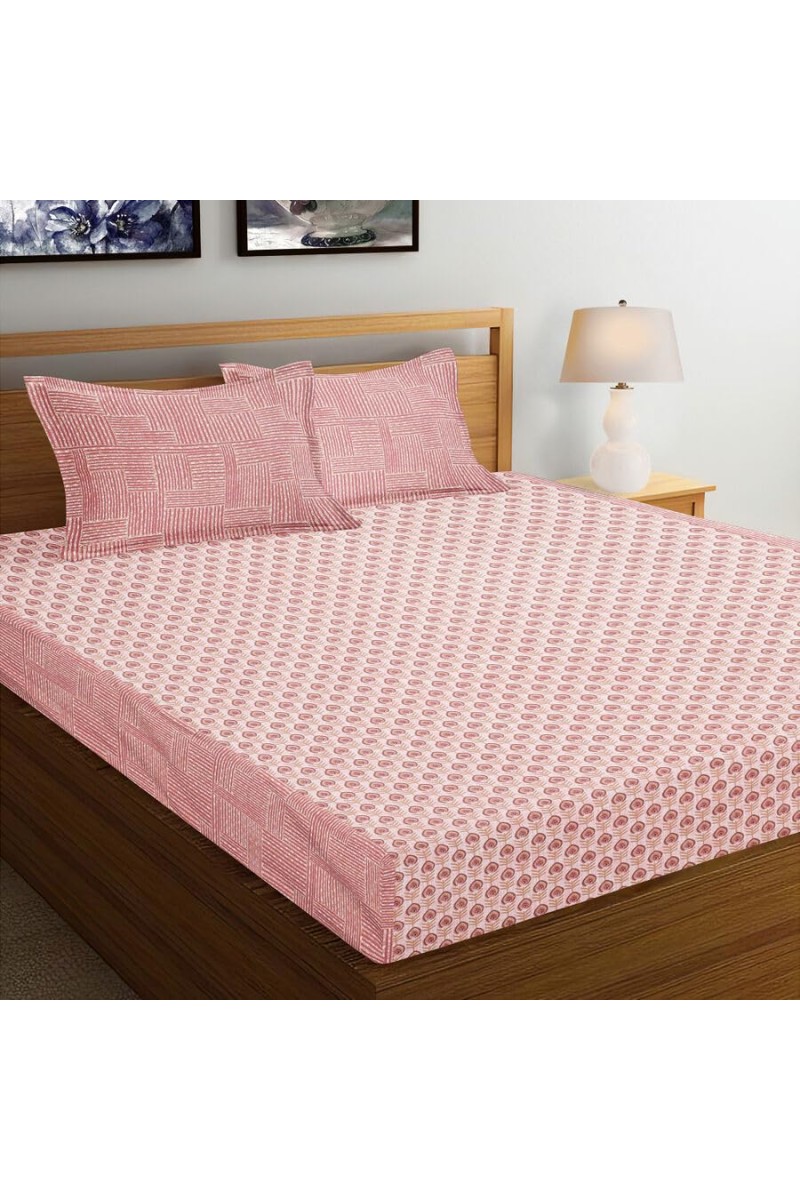 Hitech Sales Pink Polycotton Double Bedsheet | Soft, Durable & Fade-Resistant | Ideal for Double Bed | Easy Care & Washable